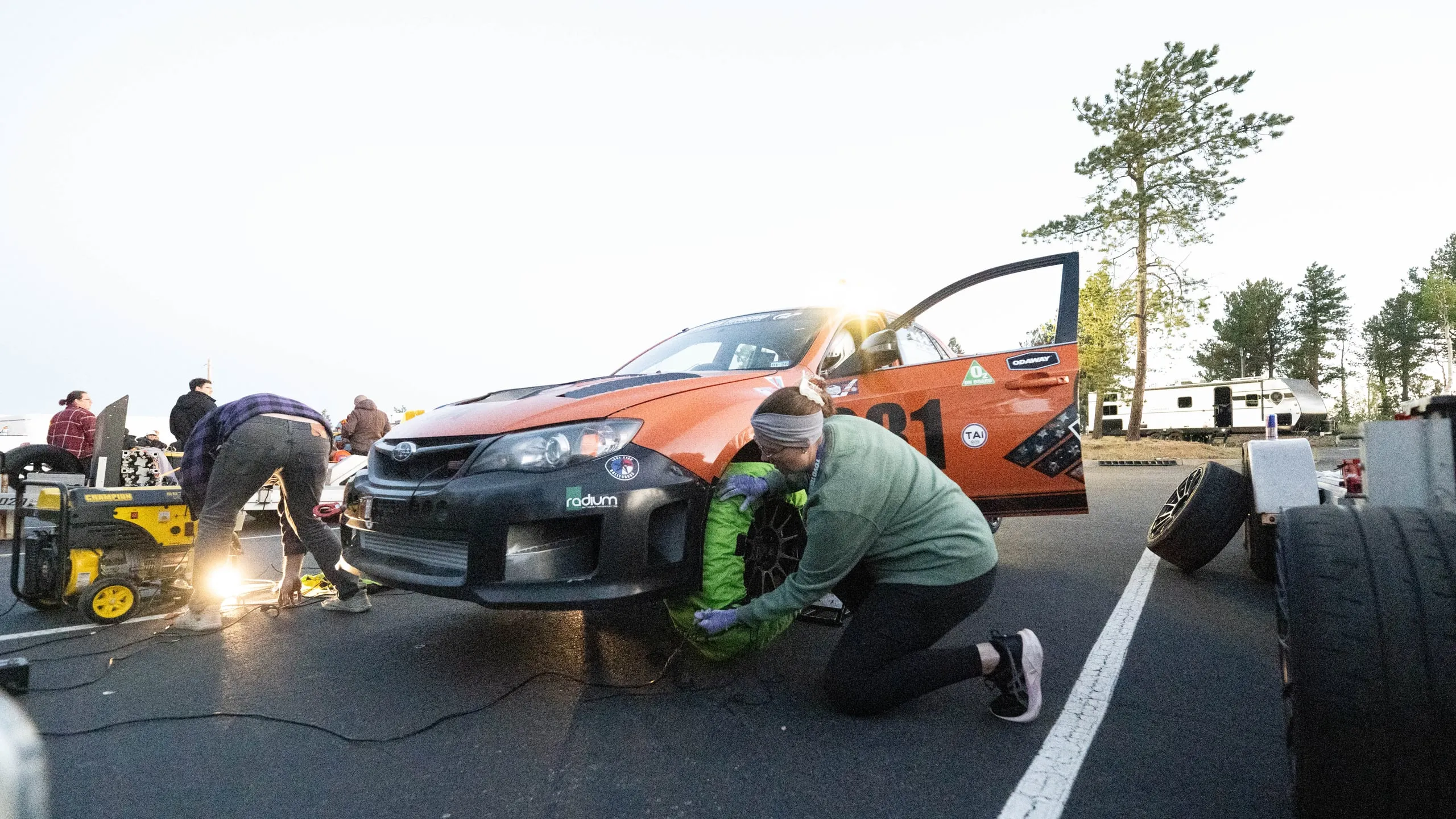 Sober Racing #281 Subaru WRX STI during tech and prep at Pikes Peak 2026